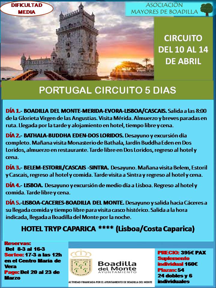 PORTUGAL:  DEL 10 AL 14 DE ABRIL  2023(SALIDA A LAS 8:00 h)
